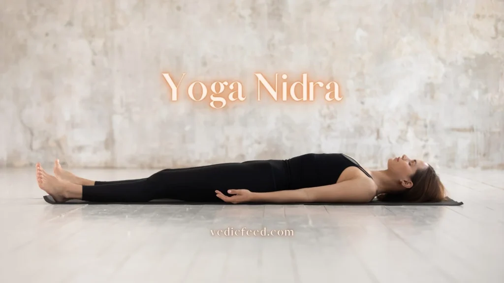A woman peacefully enjoying the benefits of yoga nidra
